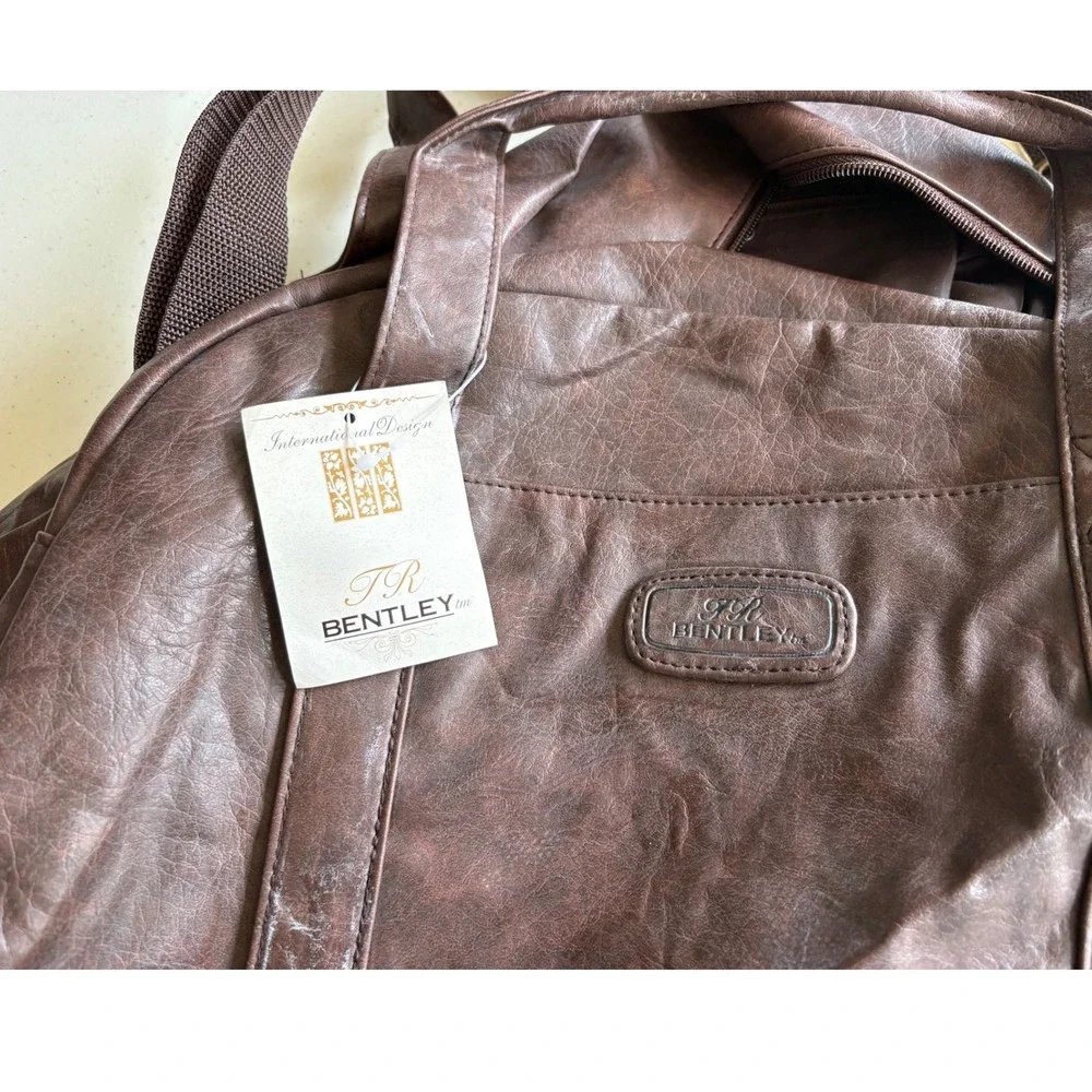 TR Bentley Vintage Brown Leather Duffel Bag Travel Weekender NWT